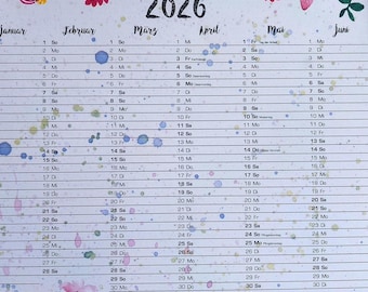 Colorful annual planner 2026 wall calendar A2 annual calendar