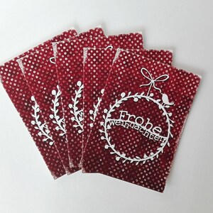 5 Weihnachtskarten Scherenschnitt-Stil Weihnachtskranz