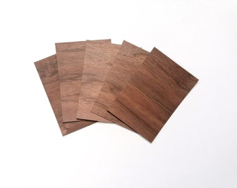 5 blank wooden postcards/greeting cards (walnut).