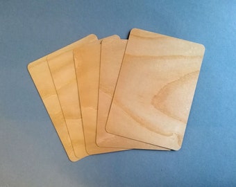5 Postkarten Grußkarten aus Holz (Eiche) blanko
