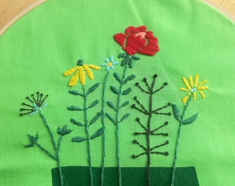 Cloth bag with embroidery typewriter + flowers