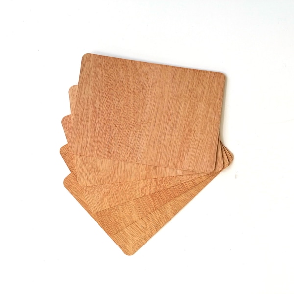 5 postcards greeting cards made of wood (cherry) blank - rounded