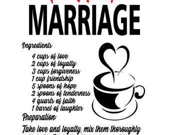 Download Recipe for a Happy Marriage Card Front Digital Printable