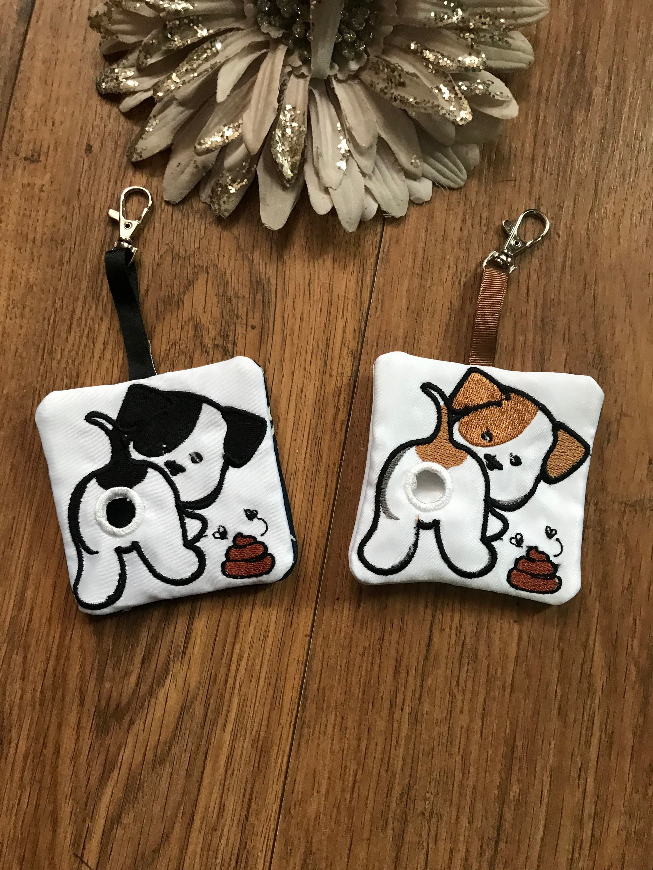 Dog poo poop bag holder keyrings with clasp fold back Etsy