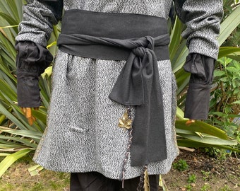 LARP Sash with Decorative Accessories - Black Wool - Gift Ideas