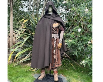 4 Way LARP Cloak - Brown - Versatile Cloak and Robe with Hood