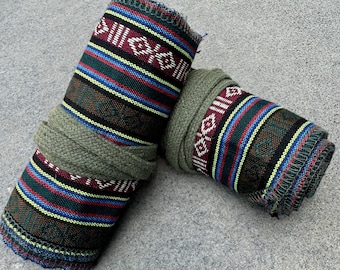 LARP Leg Wraps, Puttees, Cotton Green stripe,  Medieval Fantacy Cosume for Viking and Saxon, Warrior, DND, Cosplay, Renaissance Faire