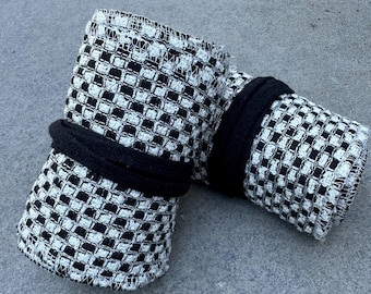 LARP Leg Wraps – Black and White check Wool Puttees for Viking & Saxon Costumes