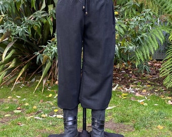 Medieval Straight Leg LARP Pants in Black, Wool, Slim Cut, Viking, Pirate, Knight, Fantasy, Festival, Cosplay, Renaissance Faire