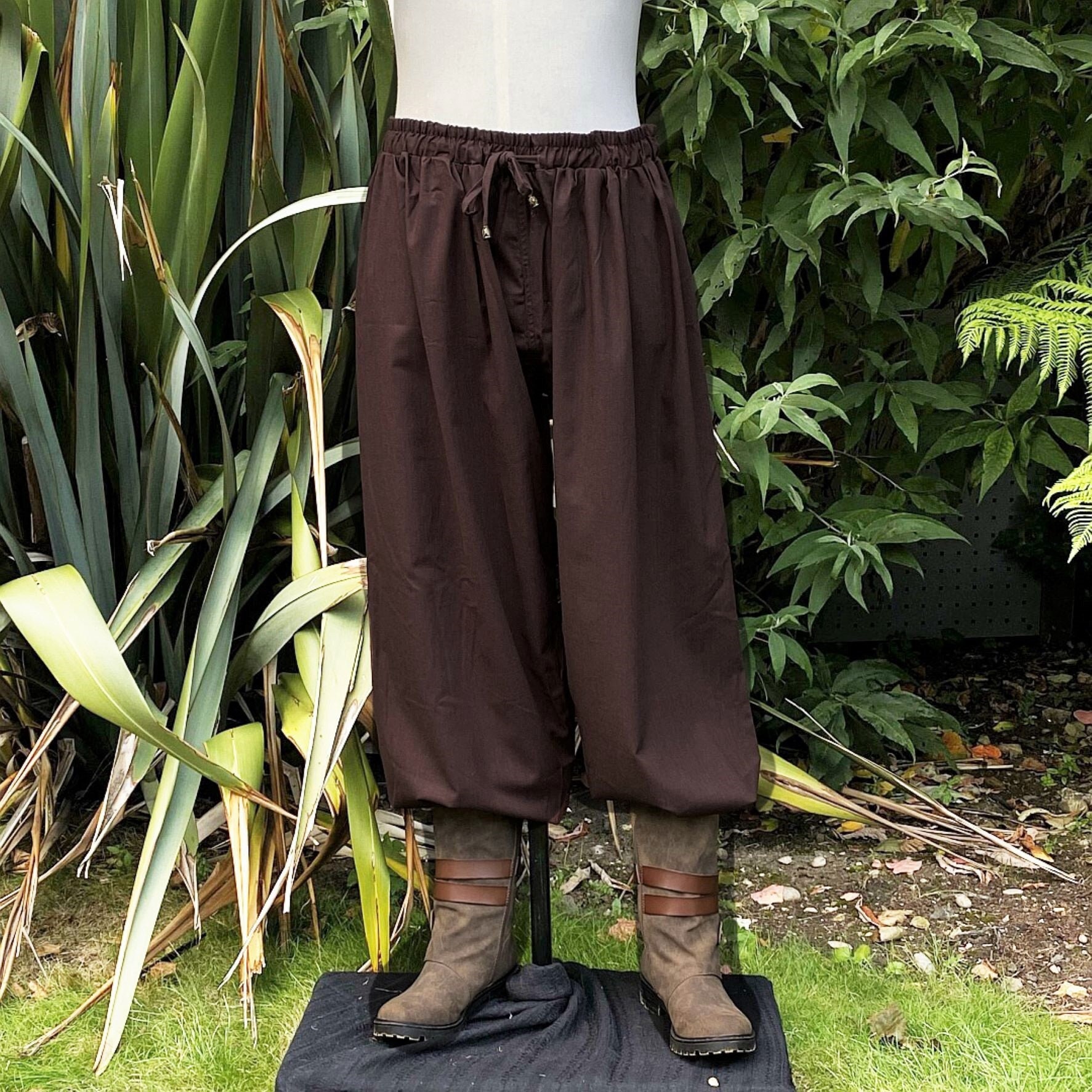 Medieval Hero Pants - Brown Cotton | For LARP, Viking, Pirate, Baggy, Harem,Knight, Mage, Fantasy, Festival, Cosplay, Ren Faire