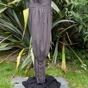 Medieval Viking Pants - Grey Cotton Trousers with Braiding