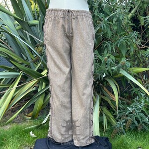 Medieval Straight Leg LARP Pants with Side Lace & Braiding, Brown Wool, Slim Cut, Viking, Pirate,Knight, Fantasy, Cosplay, Renaissance Faire image 9