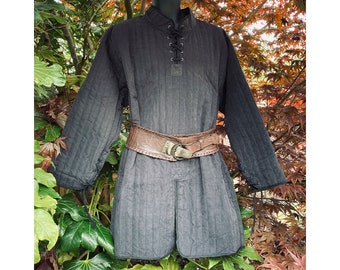 LARP Tunic, Gambeson, Padded Shirt, Black, Viking Tunic, Thin Gambeson, for Cosplay, Renaissance Faire, Vikings, Medieval or History events