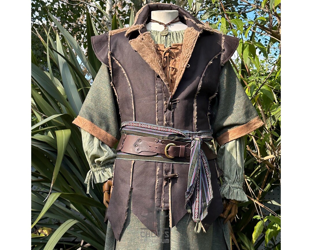 Wildling Ranger Medieval Leather Waistcoat - Faux Leather - Brown | for LARP, Ranger ...