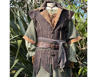 Medieval Leather Waistcoat -  Faux Leather - Brown  | For LARP, Ranger, Viking, Warrior, Barbarian, Wildling, Druid, Fantasy, and Ren Faire