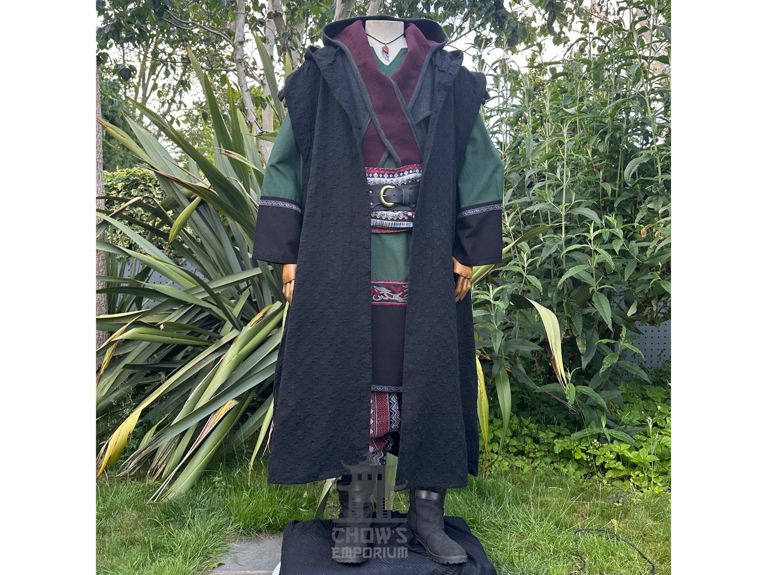 Lizardfolk Robe LARP Robe With Hood, Sleeveless Black Cotton Robe, Renaissance Faire ...