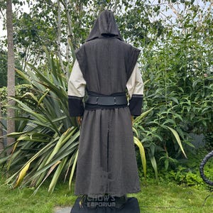 Hunten Robe LARP Robe With Hood, Brown Herringbone Wool, Renaissance Faire Hooded ...