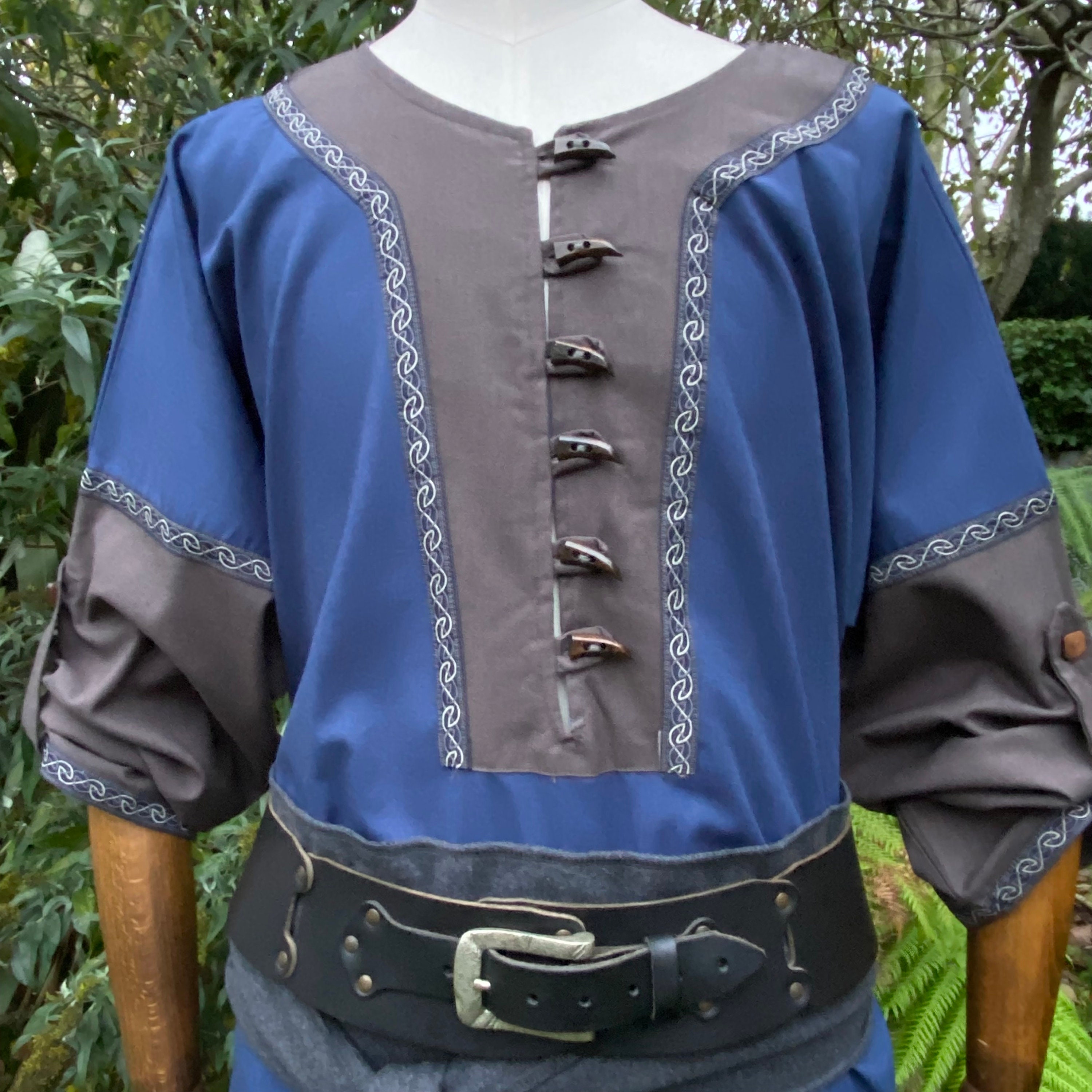 LARP Viking Tunic in Two Tone Blue & Grey Linen Cotton - Etsy Ireland