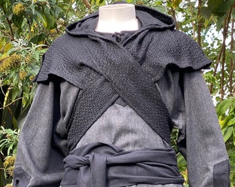 Medieval Scarf Hood, Black Wool, Wrap Around Hood, for Cosplay, Renaissance Faire, LARP, Vikings, Medieval or History Costumes