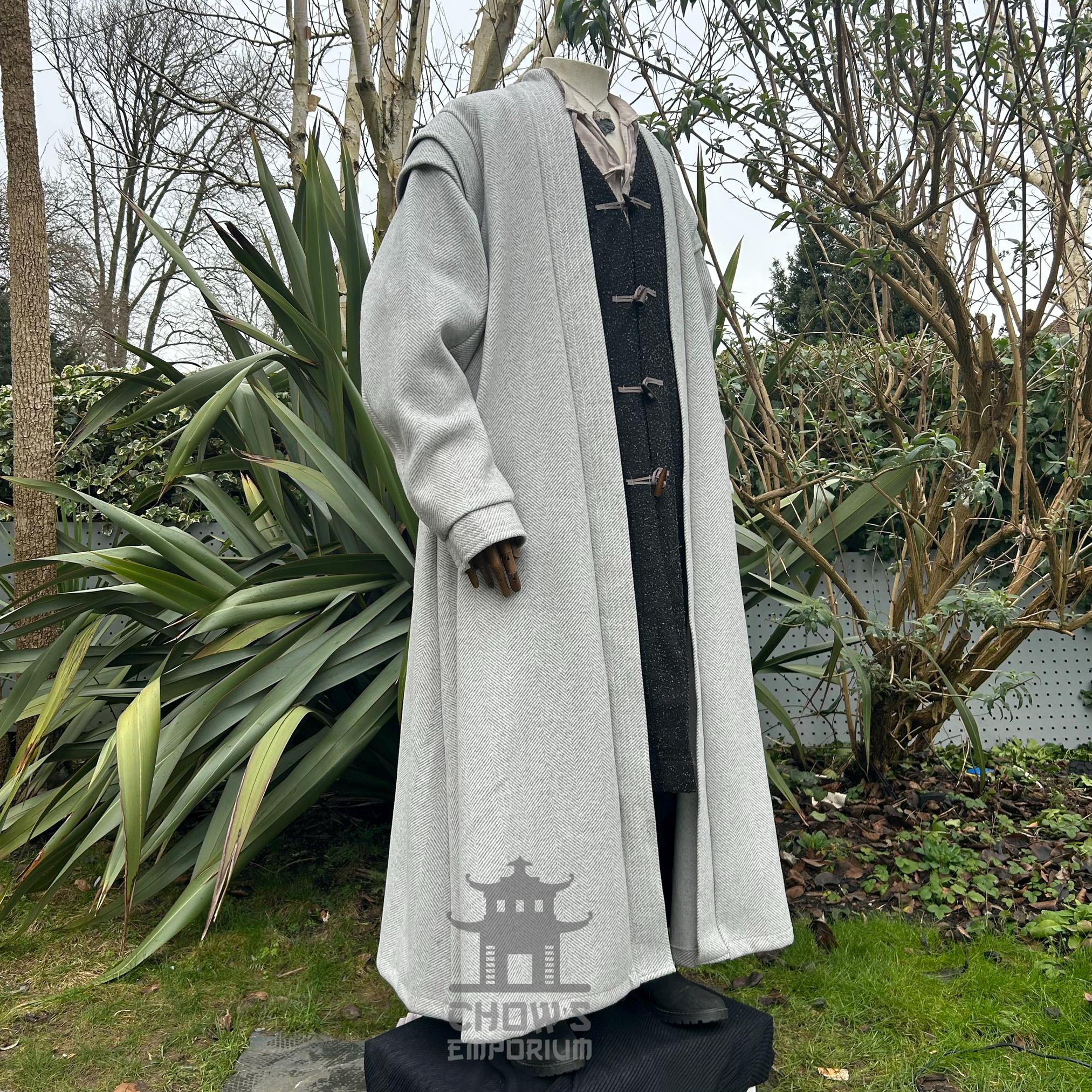 Merchant Robe Medieval LARP Wizard Robe, Light Grey Wool Robe, Renaissance Faire ...