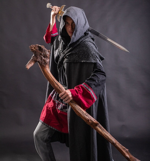 4 Way LARP Cloak Grey Versatile Cloak and Robe With Hood Etsy Norway