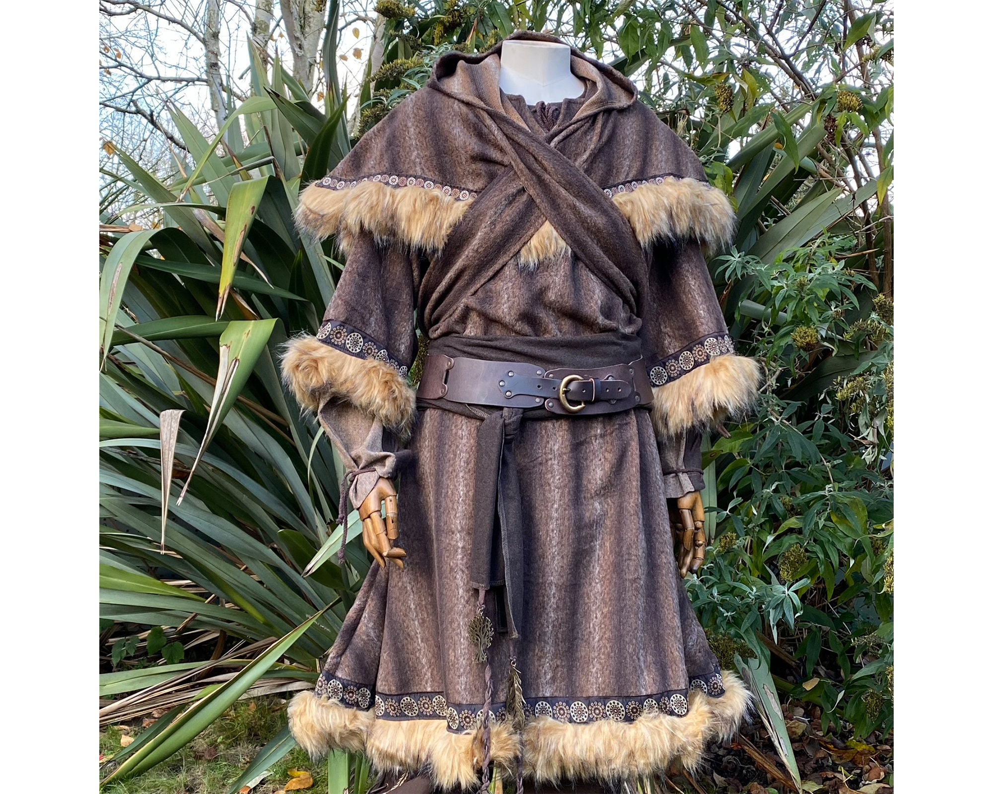 Fur-Lined Winter Viking Hooded Cloak | Viking Warrior Co. Ivory
