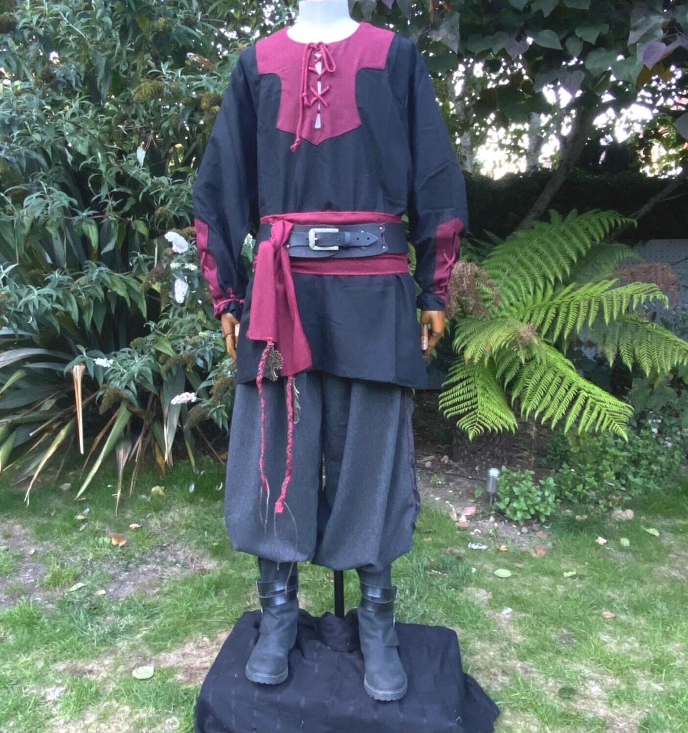 Basic Outfit - 3 Pieces | Shirt, Pants, Sash | For LARP, Medieval, Viking, Mage, Warrior, Knight, Cosplay, Ren Faire