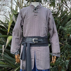 LARP Thin Gambeson - Grey Cotton Padded Tunic