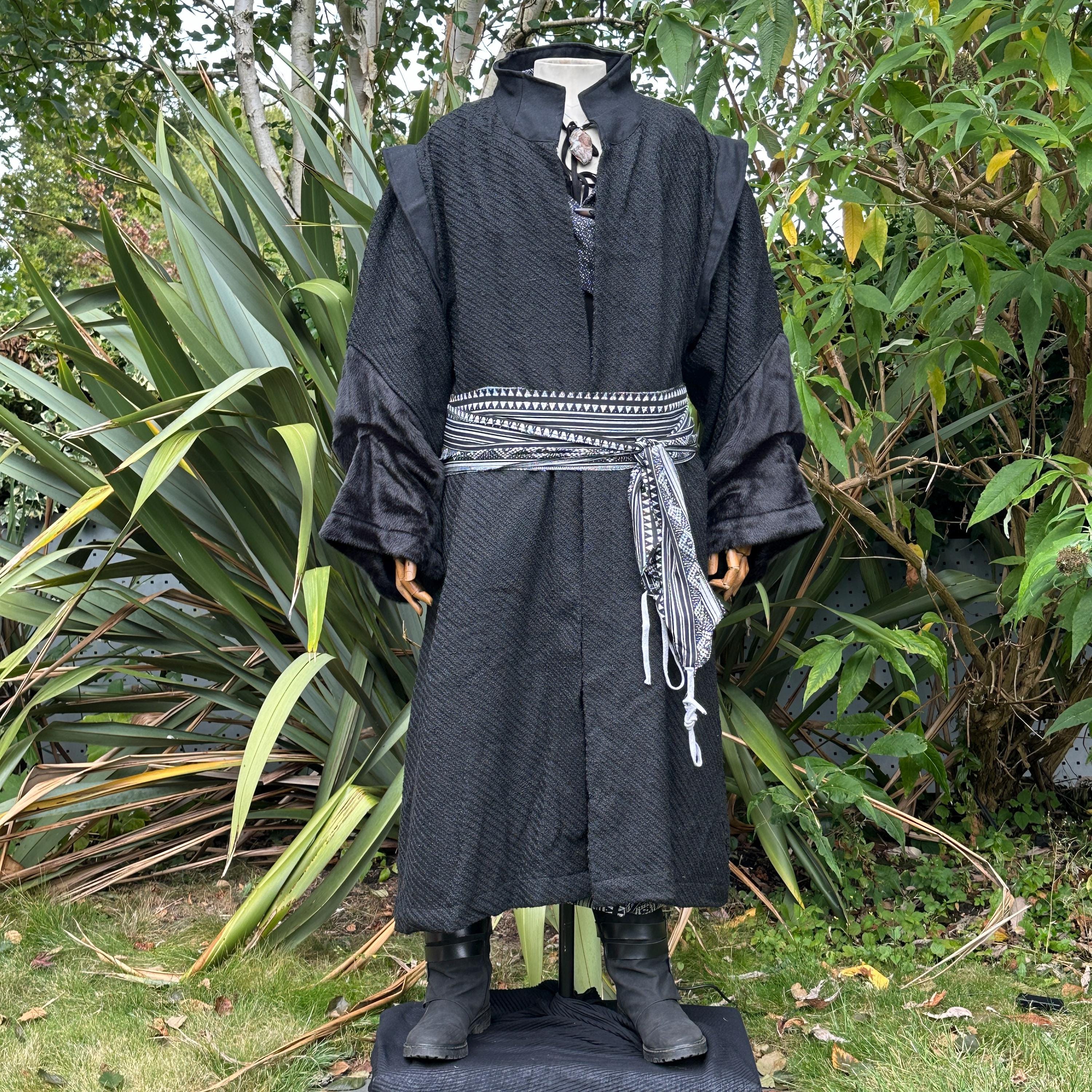 Medieval Night Warlock LARP Outfit, 4+ Pcs, Cape, Robe, Sash, Necklace ...