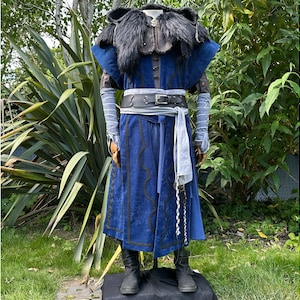 Storm Mage Outfit A- 4 Pieces | Waistcoat, Hood, Tunic, Sash |  LARP, Medieval, Viking, Pirate, Warrior, Fantasy, Cosplay and Ren Faire