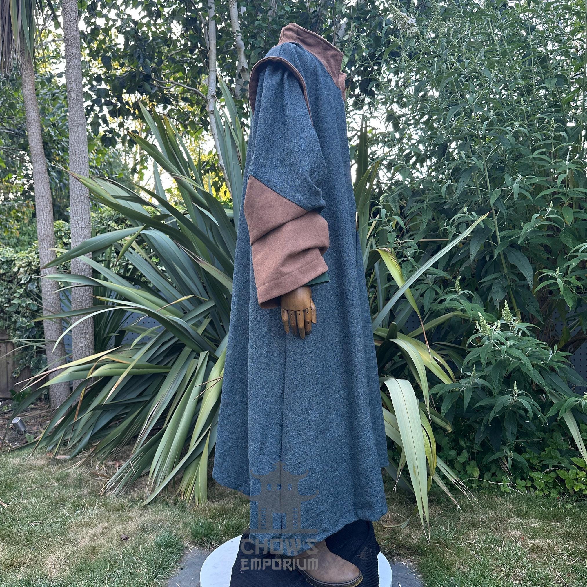 Medieval Adventure Robe LARP Robe With High Collar, Teal, Renaissance Faire Robe, Medieval ...