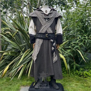 LARP Robe With Hood, Brown Herringbone Wool, Renaissance Faire Hooded ...