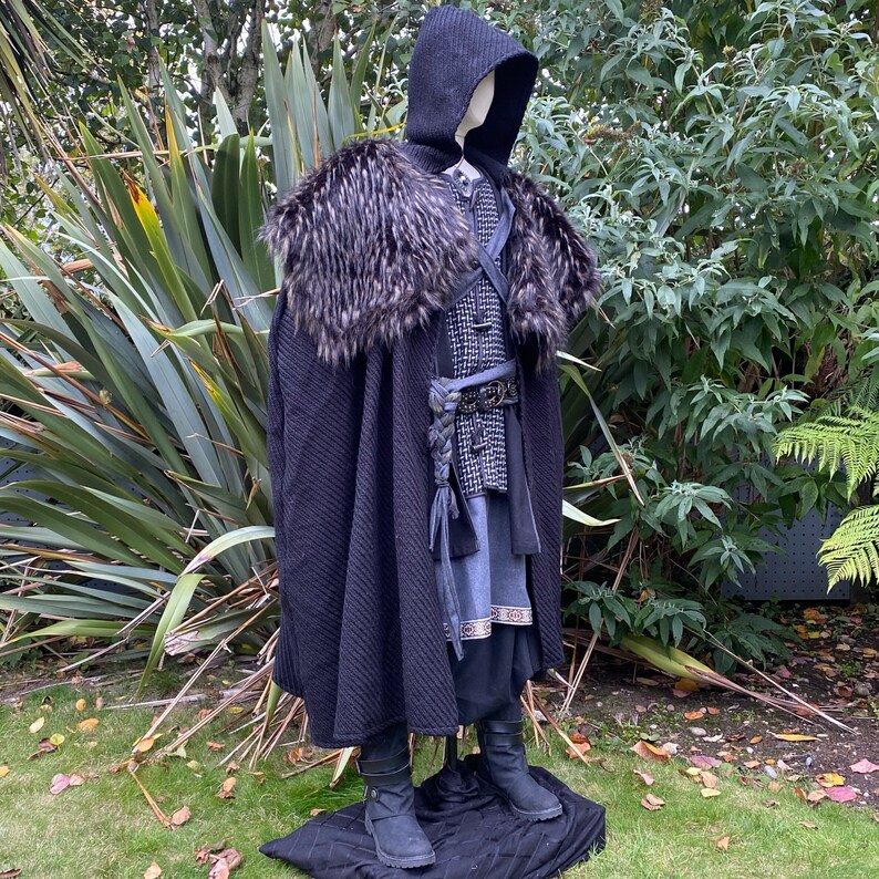 LARP Cloak With Mantle Herringbone Wool Cloak With Cross Etsy UK