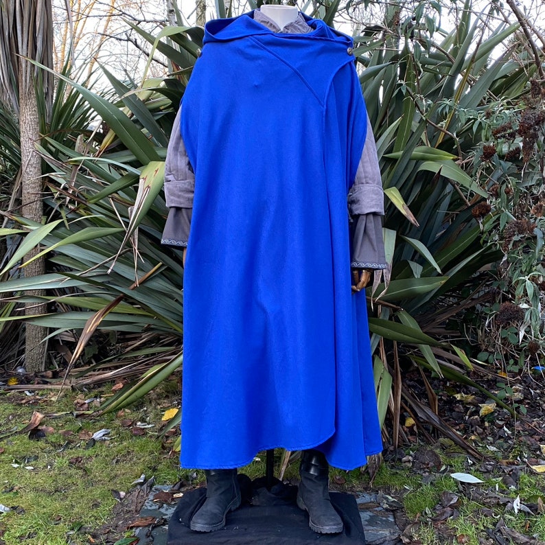 Medieval Viking Cloak Royal Blue 4 Way Cloak and Robe in one image 10