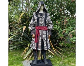 Battle Mage Light LARP Outfit - 4 Pieces; Hooded Robe, Tunic, Pants, Sash