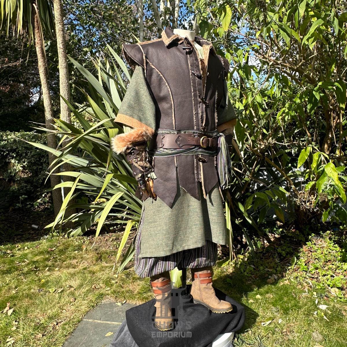 Wildling Ranger Medieval Leather Waistcoat - Faux Leather - Brown | for LARP, Ranger ...