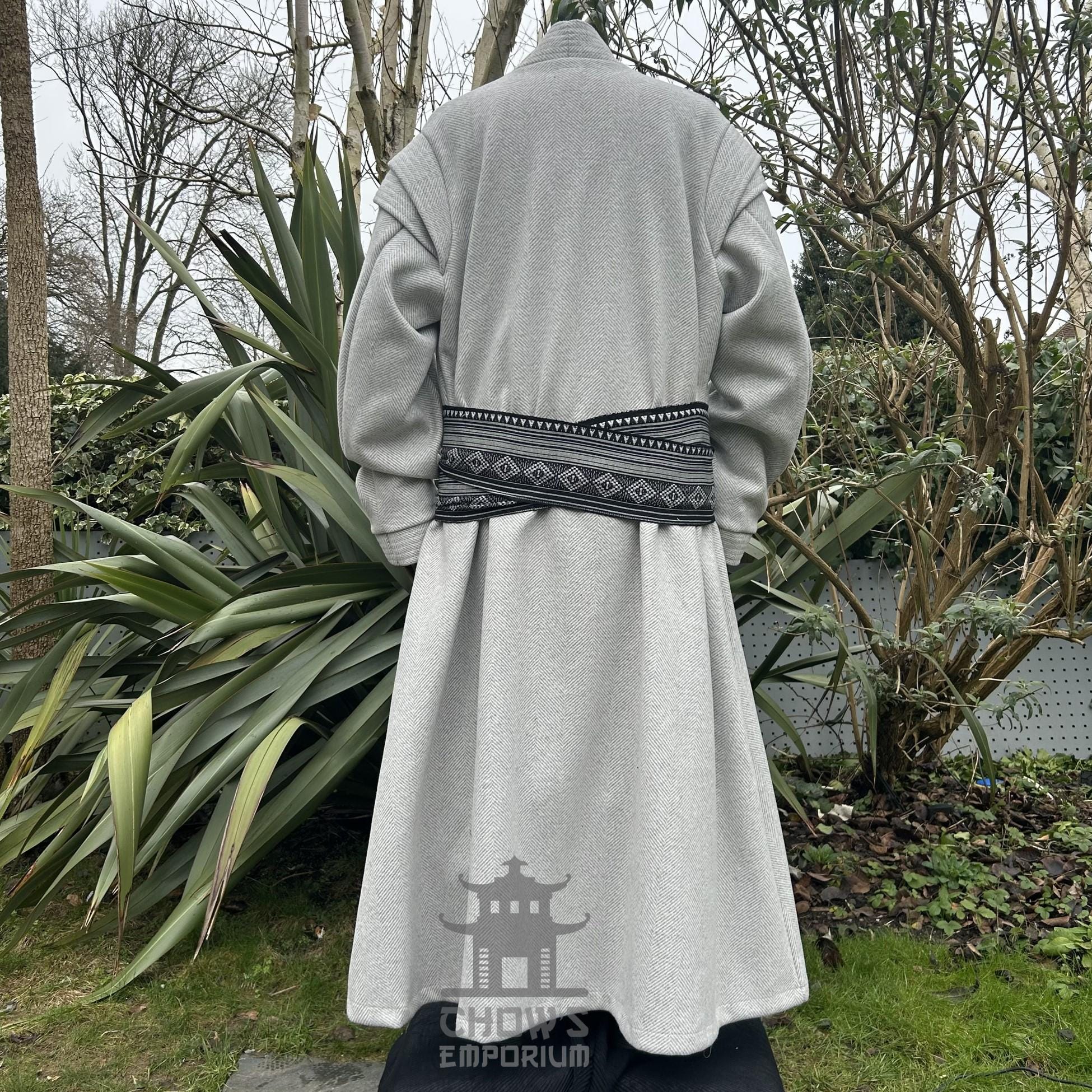 Merchant Robe Medieval LARP Wizard Robe, Light Grey Wool Robe, Renaissance Faire ...