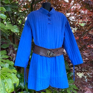 Thin Gambeson - Blue Cotton Padded Tunic  | Medieval, Viking, Celtic, Roman, Ranger, Warrior, Fantasy Cosplay, Ren Faire, LARP