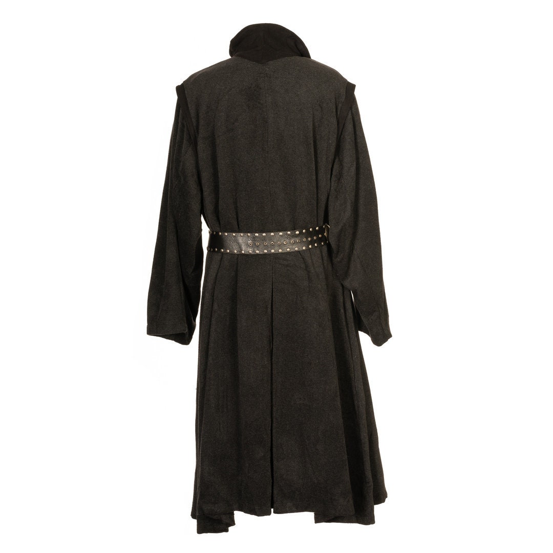 LARP Robe / Black Herringbone Wool / Steampunk Robe / High | Etsy