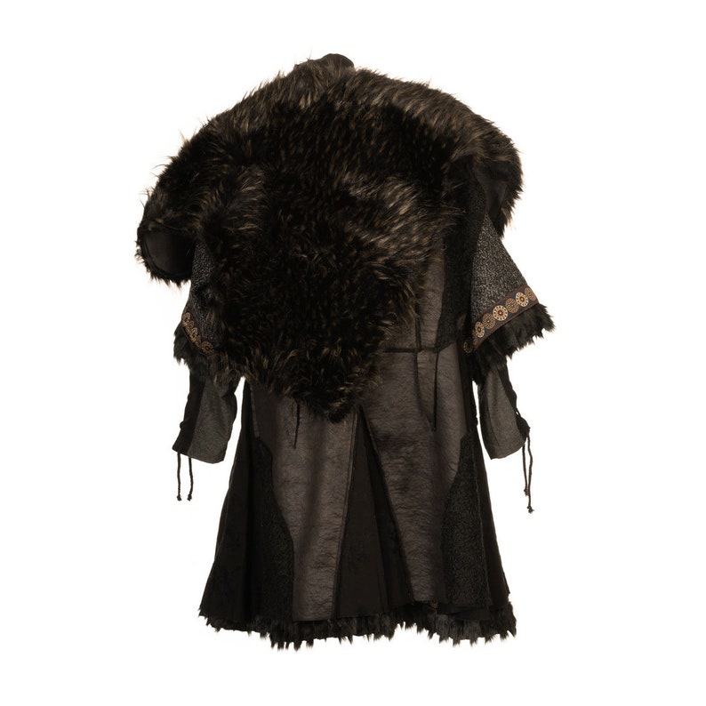 Fur Mantle / Faux Fur / Faux Leather Fabric / Black & Brown / - Etsy UK