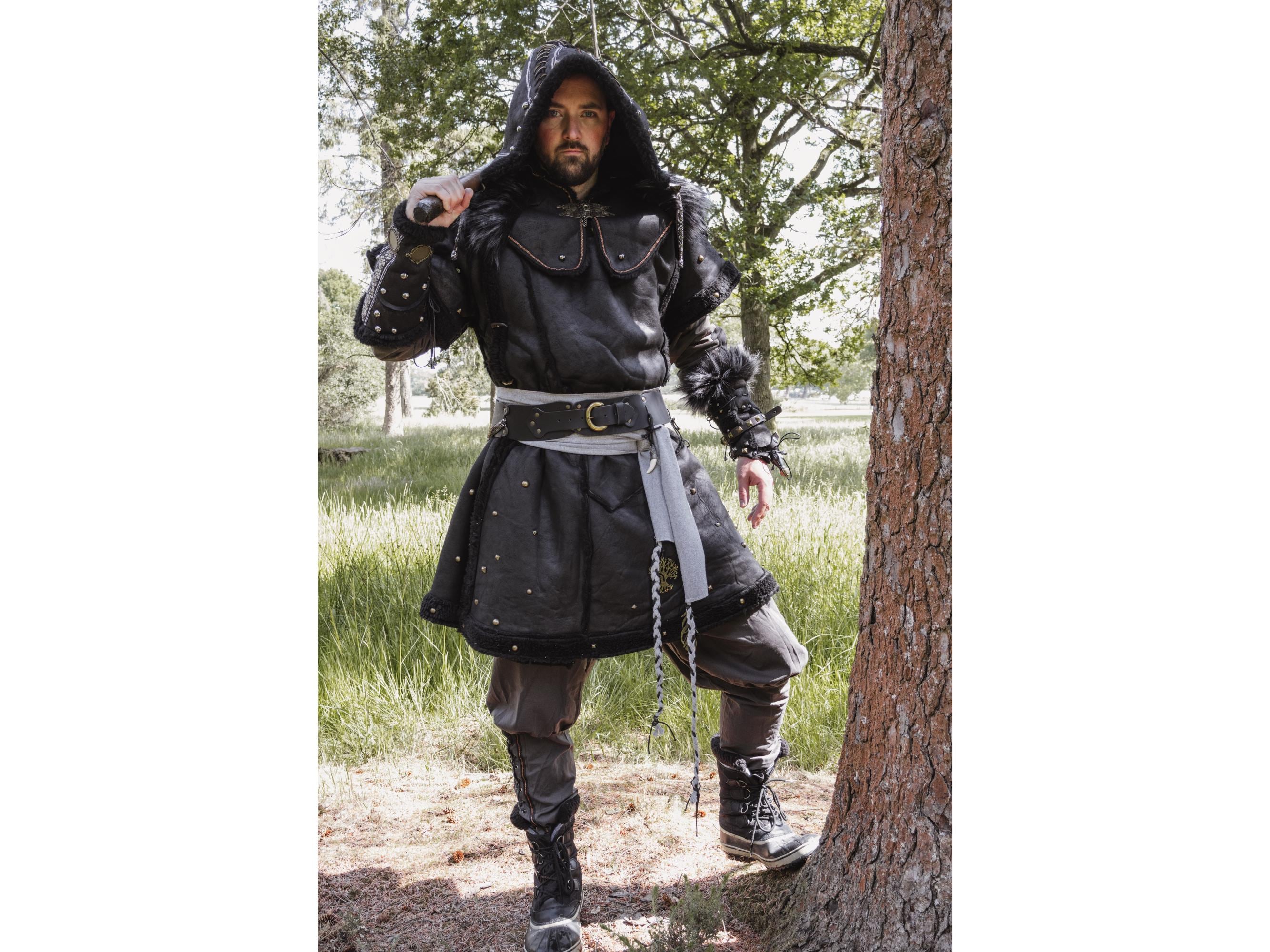 中世風レザーアーマーLARP衣装、シャドウローグ、7点セット