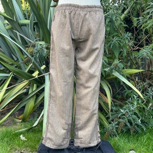 Medieval Straight Leg LARP Pants with Side Lace & Braiding, Brown Wool, Slim Cut, Viking, Pirate,Knight, Fantasy, Cosplay, Renaissance Faire image 10