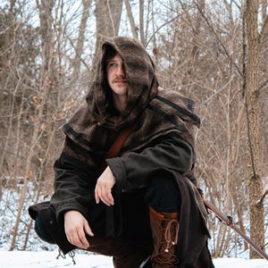 Snood Hood - Brown - Mohair Wool | LARP, Mage, Medieval, Wizard, Viking, Wildling, Rogue, Warrior, Fantasy Cosplay, Ren Faire