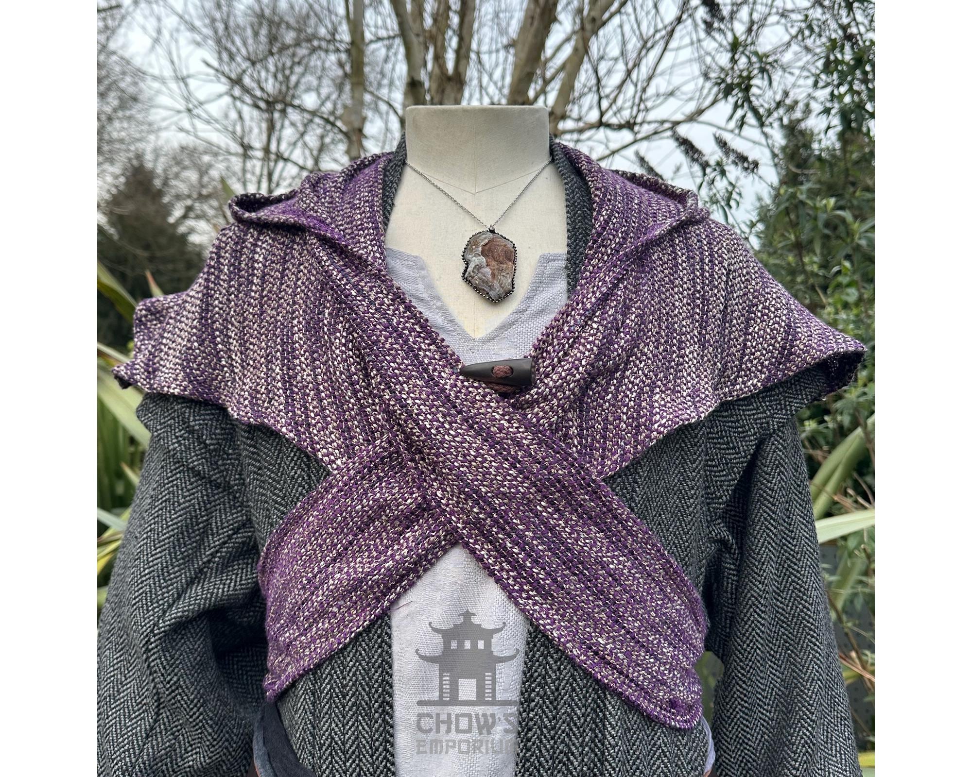 Medieval LARP Scarf Hood, Purple Wool, Cowl, Gugel, Mantle