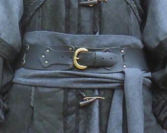 Medieval Magnificent LARP Belt, Black Buffalo Leather, Handmade, Hero, Viking, Celtic, Warrior, Fantasy, Cosplay, Renaissance Faire