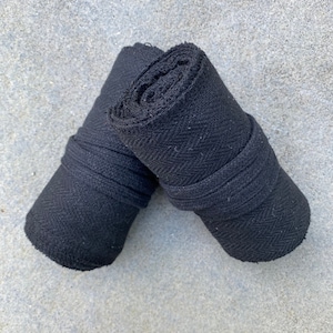 Medieval Leg Wraps - Black Herringbone Wool Mixture Puttees