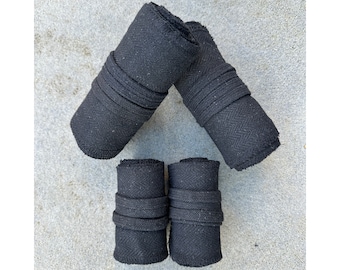 Renaissance Faire costume, Medieval LARP Arm & Leg Wrap Set- Black Herringbone Wool, For Viking and Saxon Warrior Cosplay, Fantasy