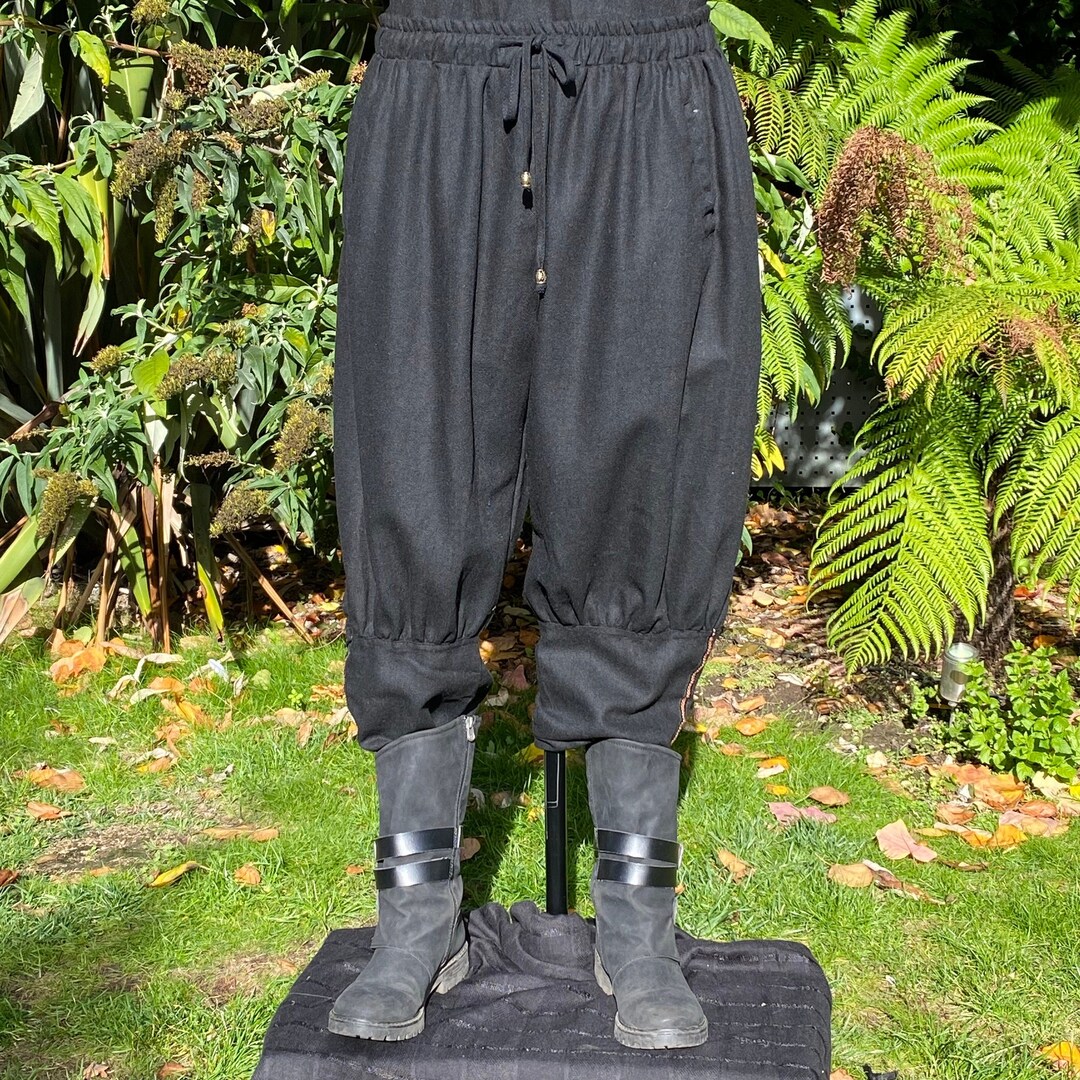 Medieval Celtic Viking Pants Black Wool Mixture With Braiding Etsy