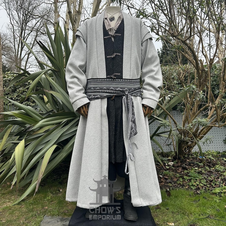 Medieval LARP Wizard Robe, Light Grey Wool Robe, Renaissance Faire ...