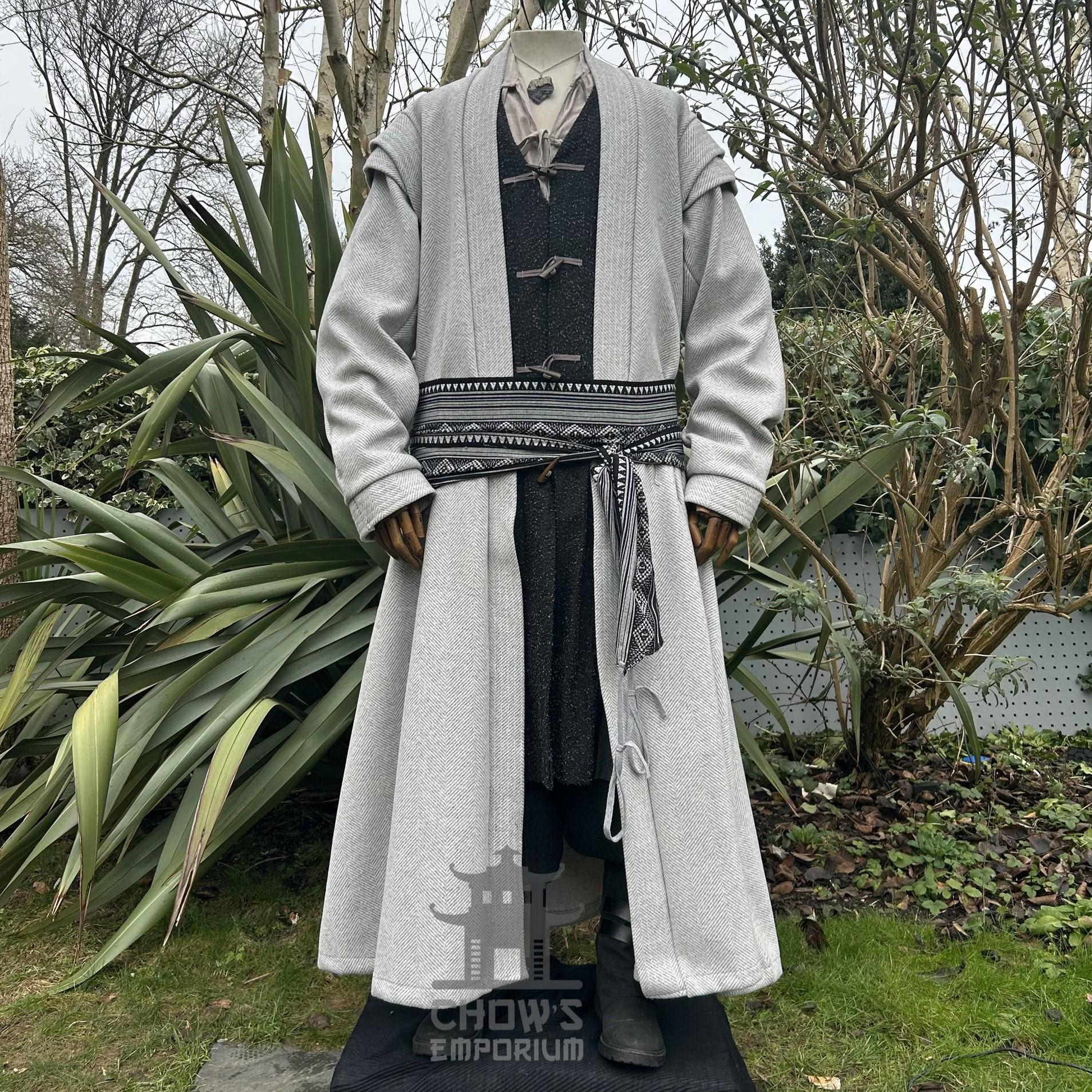 Merchant Robe Medieval LARP Wizard Robe, Light Grey Wool Robe, Renaissance Faire ...